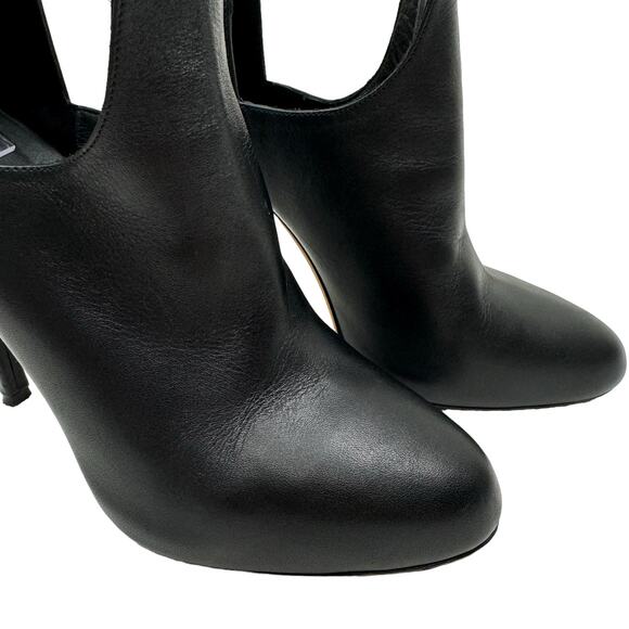 VINCE Sonia Black Leather Cut Out Ankle Strap Booties Stiletto Ankle Boots - Picture 9 of 12